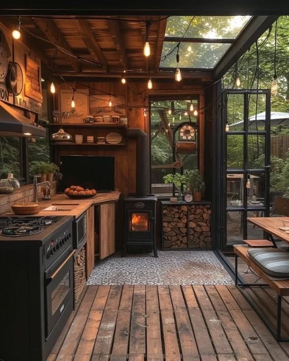 17 Bring Natural Charm Home with Rustic Kitchen Decor Cozy Rustic Outdoor Kitchen Decor with Warm Wood Tones