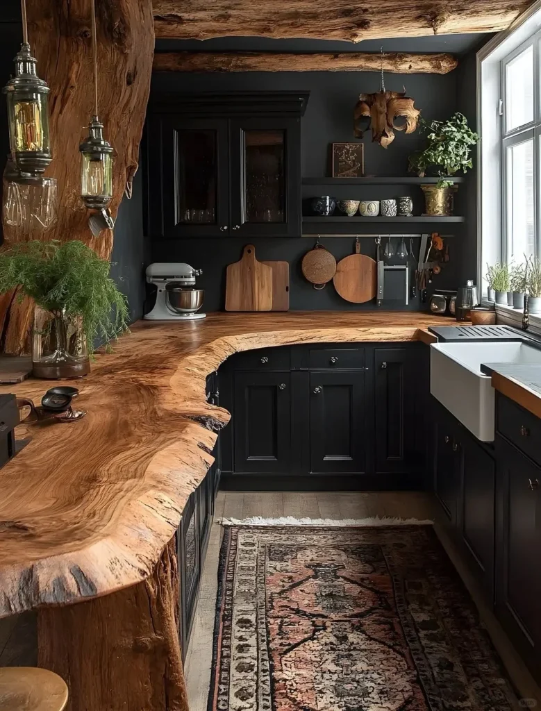 17 Bring Natural Charm Home with Rustic Kitchen Decor Rustic Kitchen Decor with Live-Edge Wood Countertops