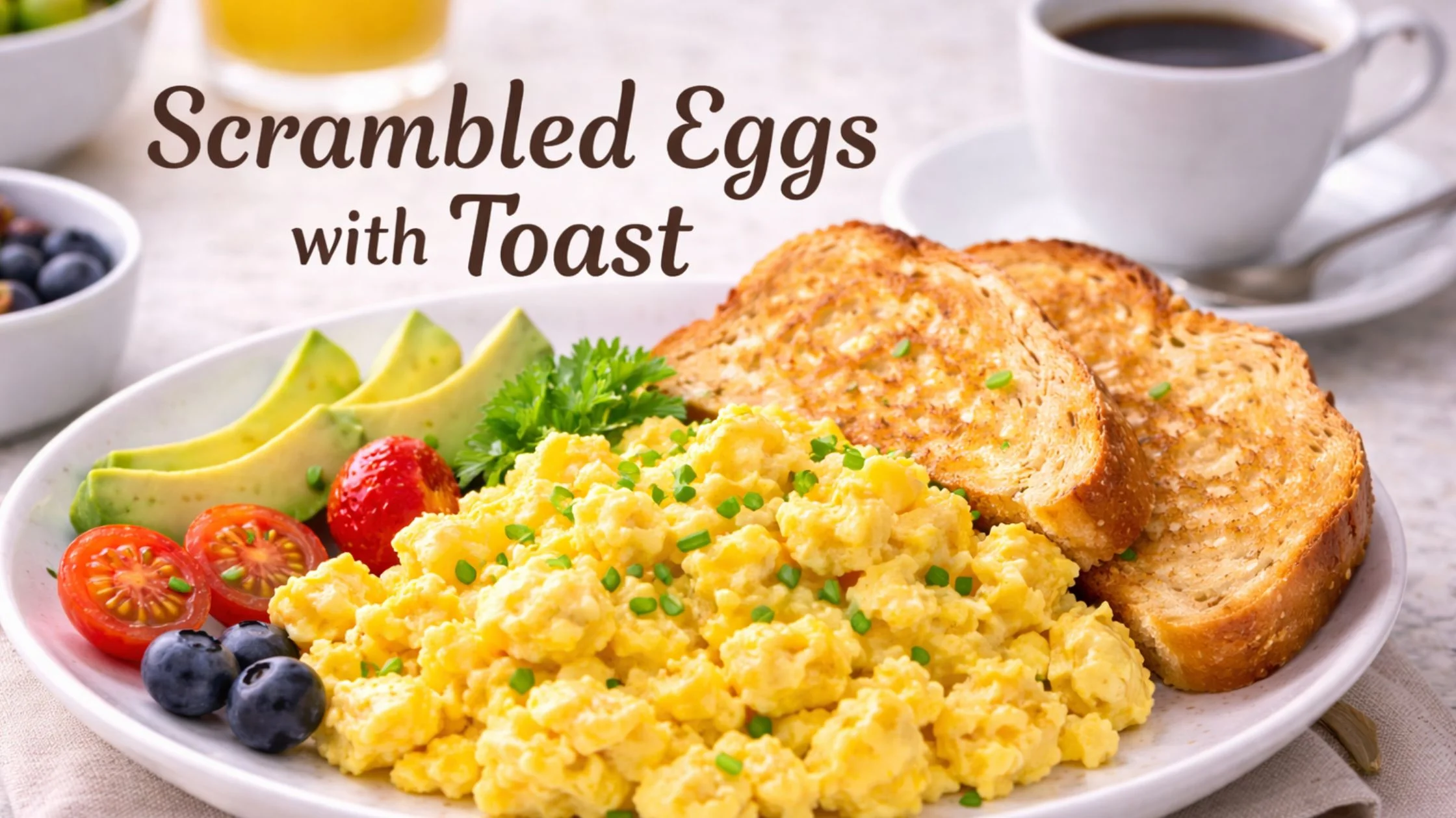Breakfast with scrambled eggs