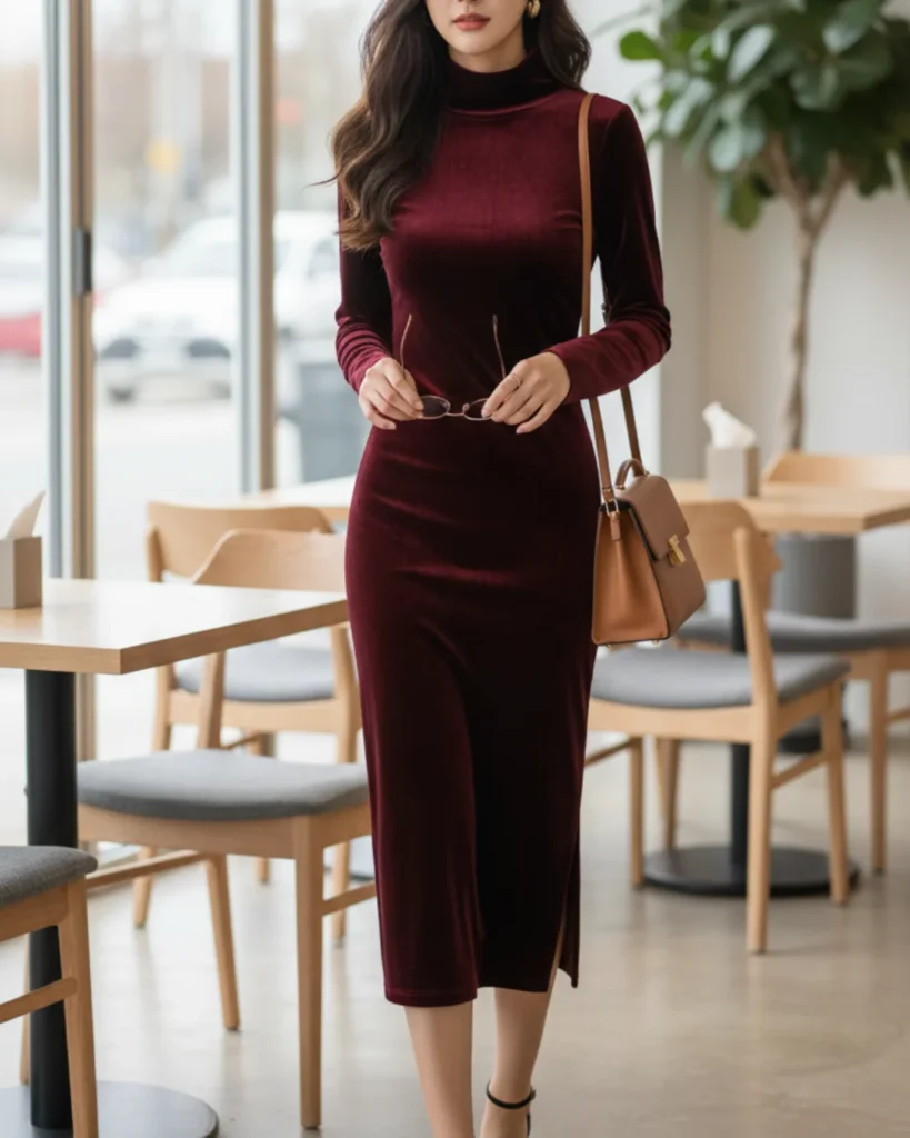 Burgundy Turtleneck Outfit for a Sophisticated Look