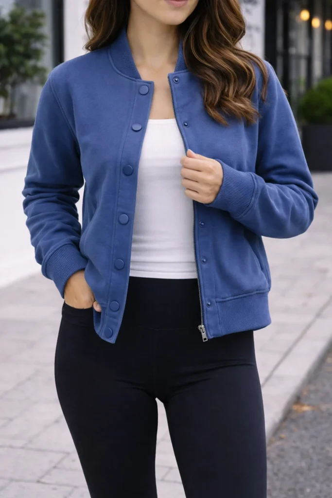  Classic Blue Bomber Jacket with Leggings