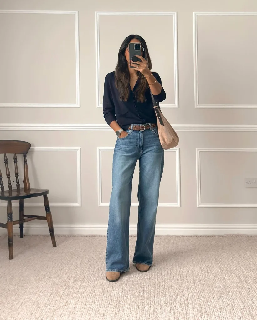 Classic Blue Shirt with Light Wash Denim