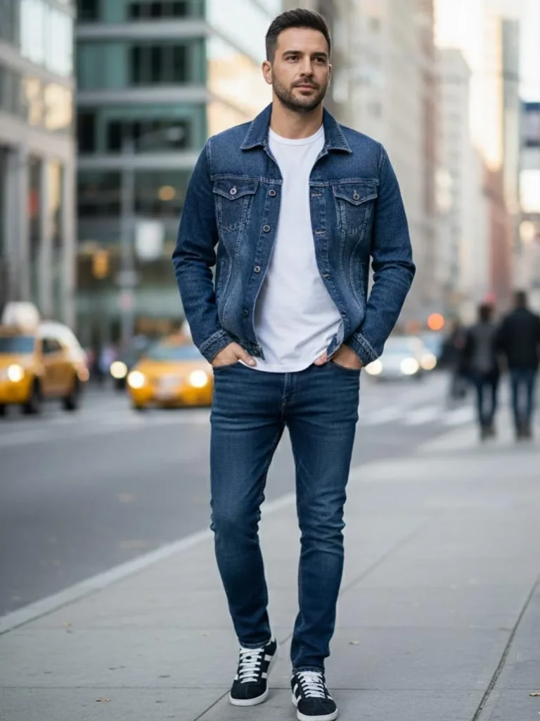 Classic Denim Jacket and White Tee Look