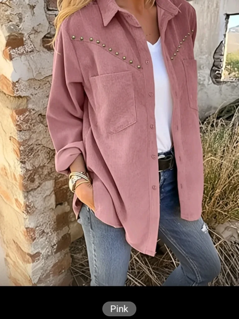 Corduroy & Studded pink Shackets
