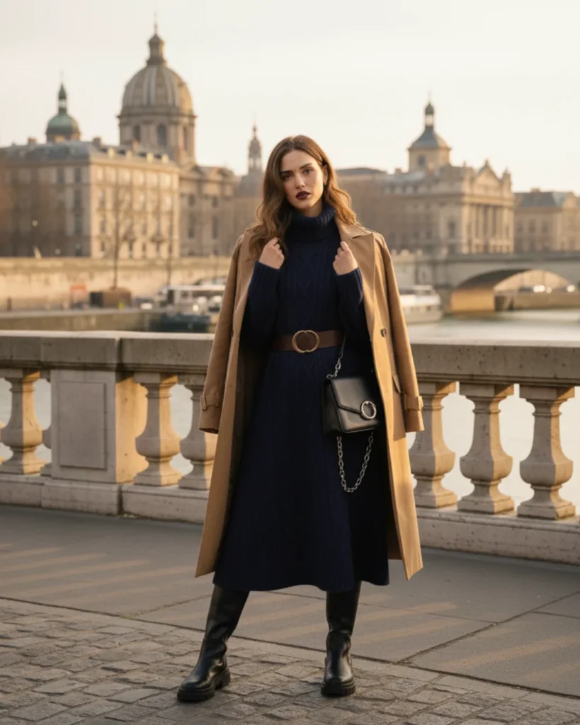Elegant Turtleneck Look with a Camel Coat