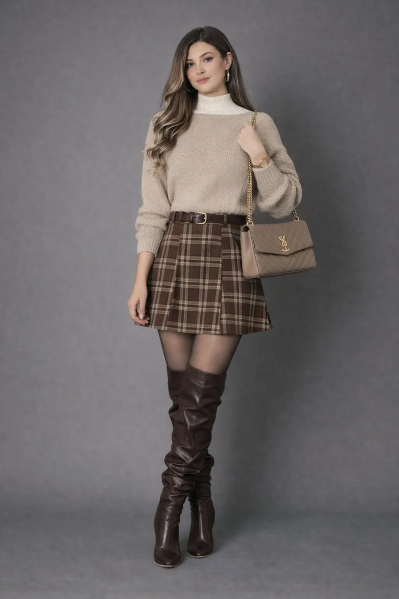 Knit Dress with Knee High Boots