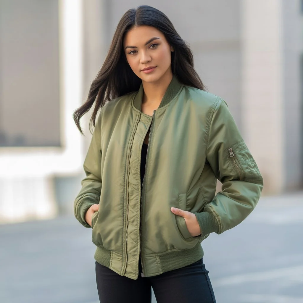  Light Green Bomber Jacket