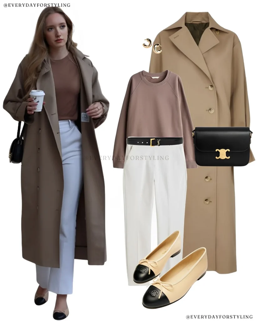 Neutral Coat with White Trousers 1