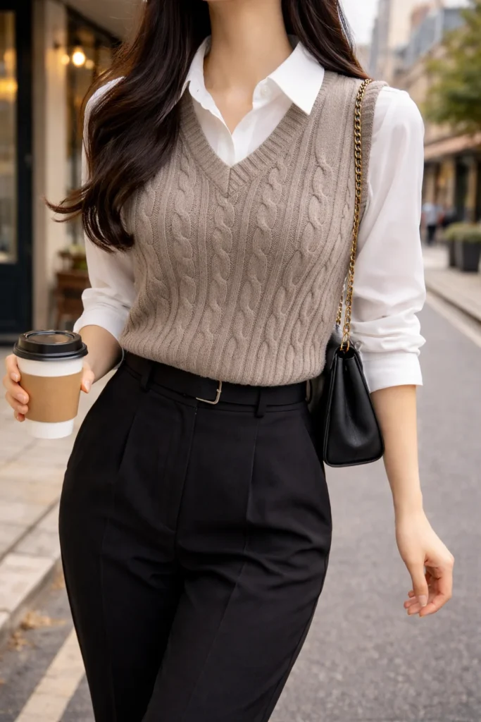  Neutral Warmth: Classic Beige Knit Vest