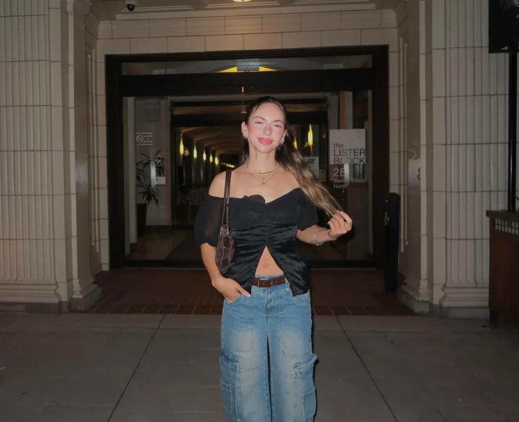 Night Out in a Black Top and Cargo Pants