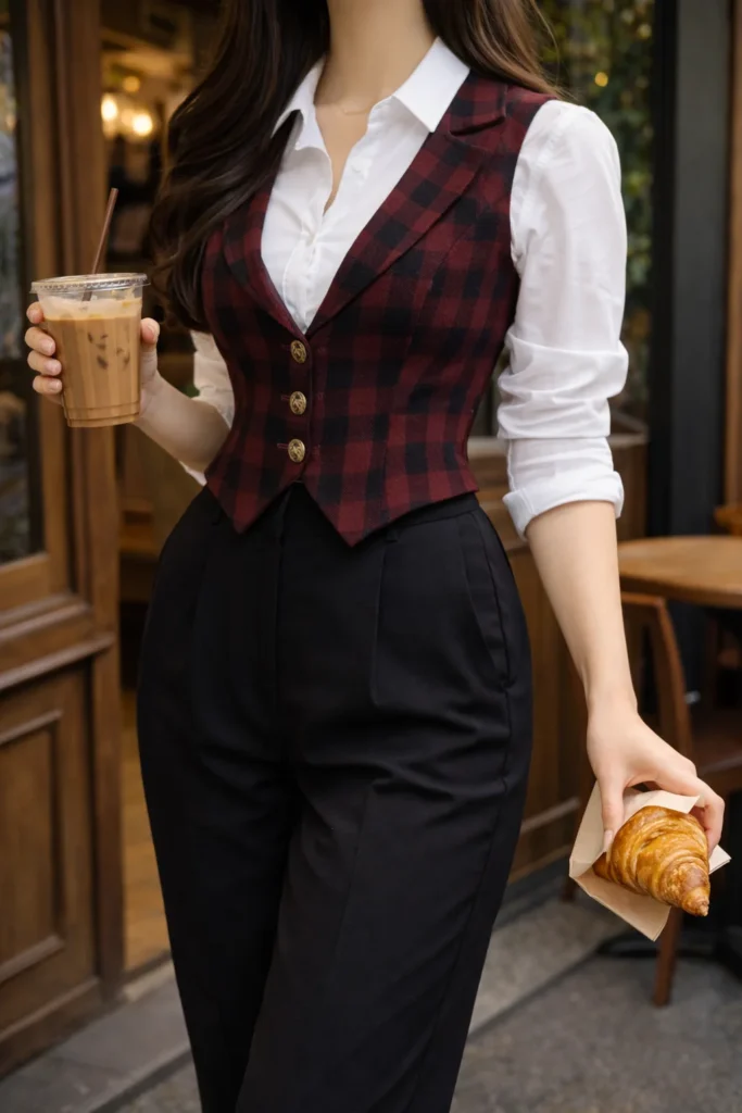  Plaid Power: Red and Black Checkered Vest