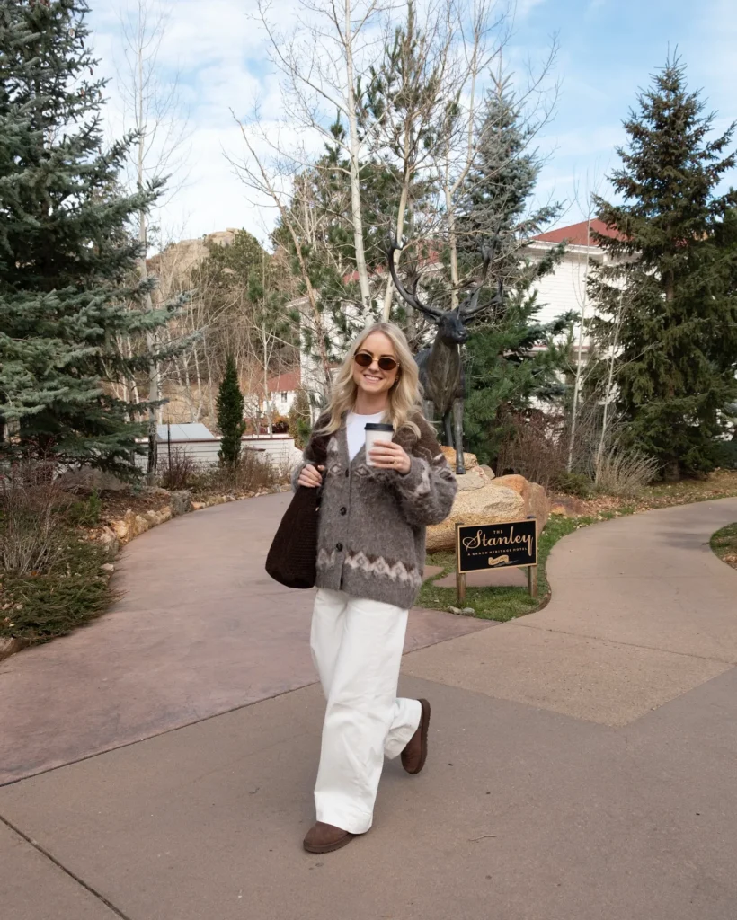 Relaxed Cardigan with Light Pants