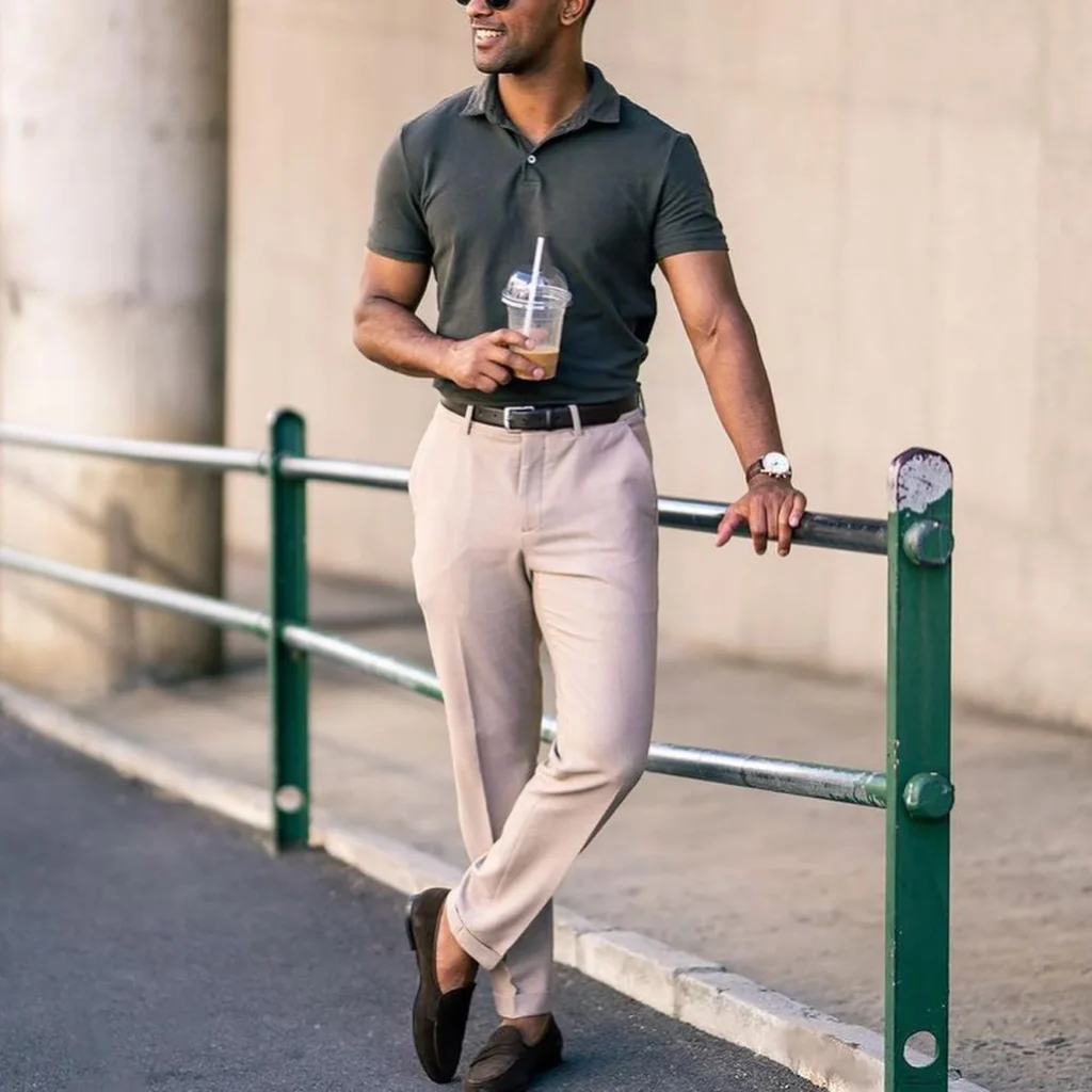 Smart Casual with Black Shirt and Grey Checkered Pants