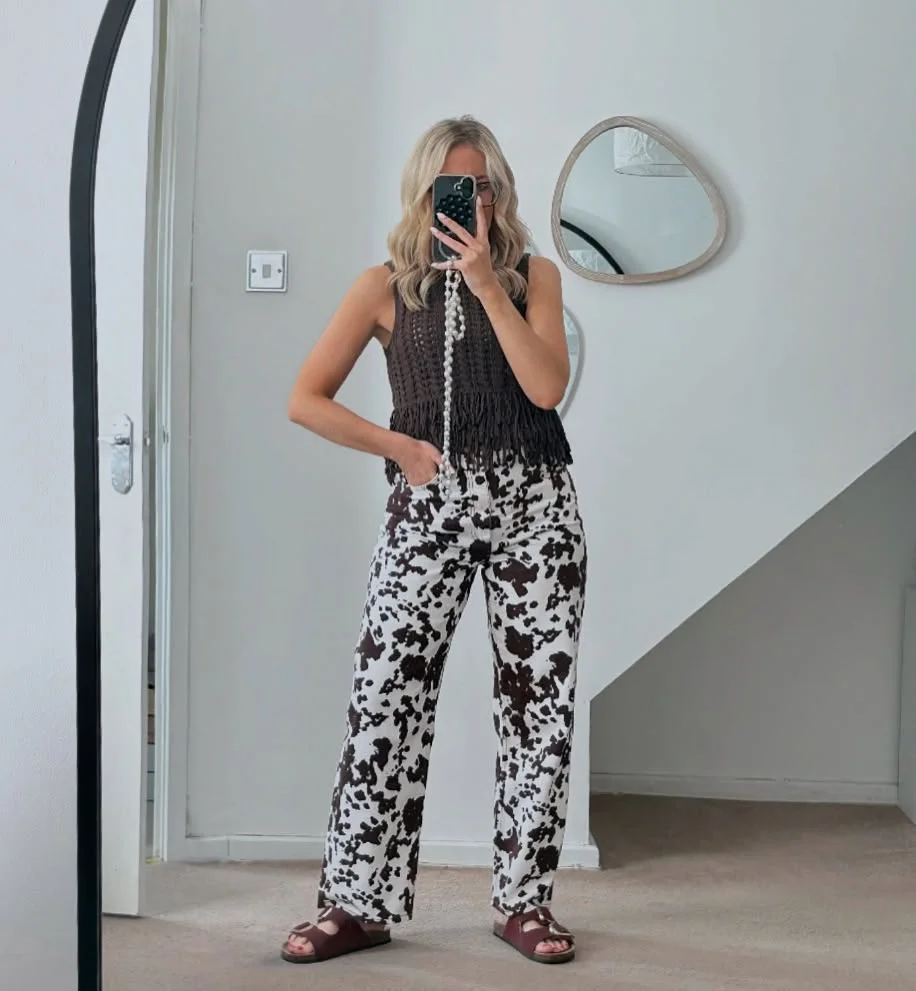 Textured Top with Printed Trousers