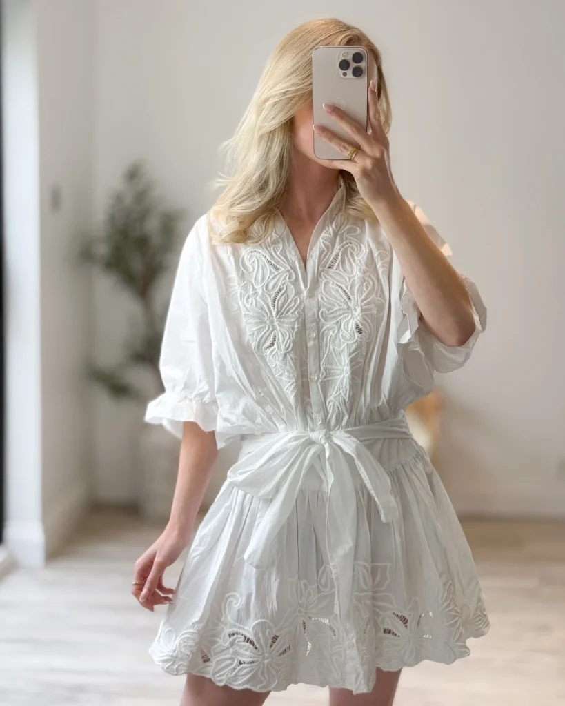 White Embroidered Dress for Daily Wear