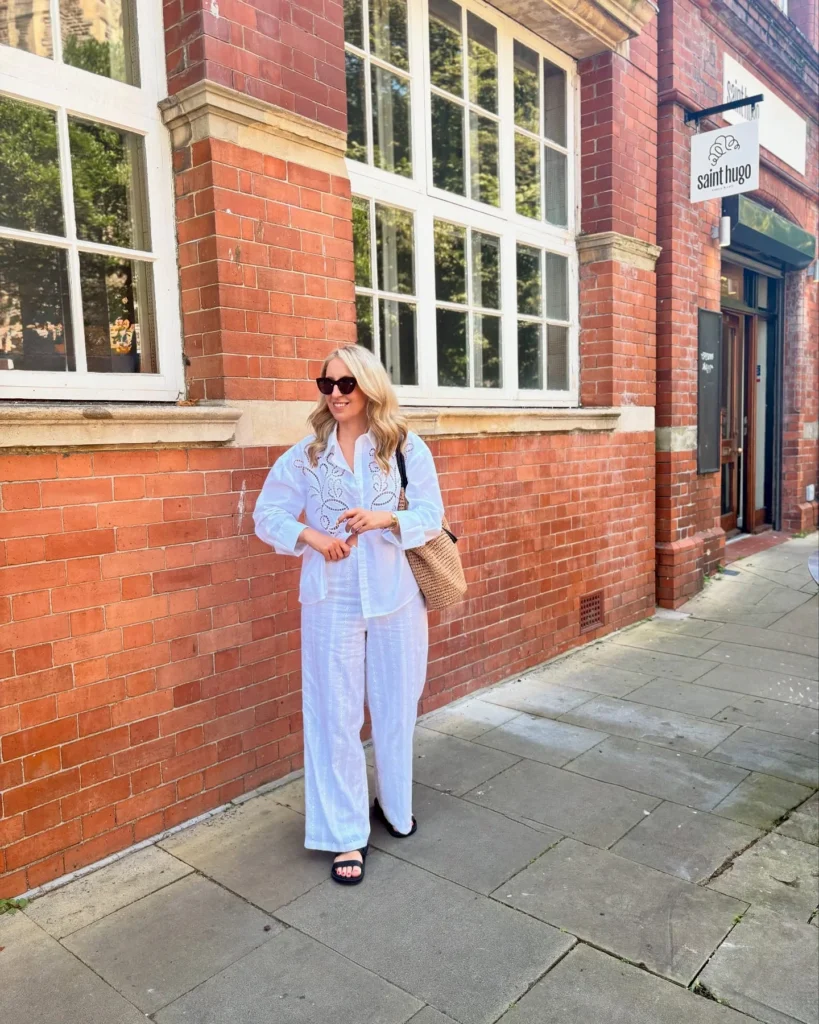 White Shirt with Relaxed White Pants