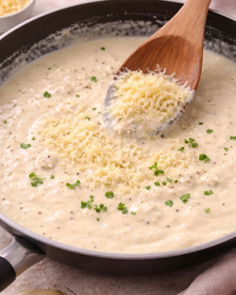 alfredo sauce cooking step