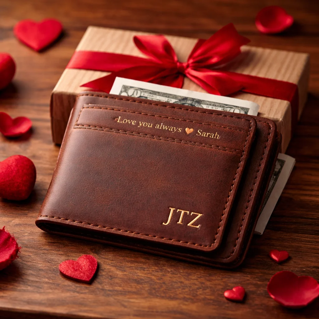 50+ Creative Valentine’s Gift Ideas for Boyfriends, Girlfriends, Wives, Husbands, and More Customized-Leather-Wallet-A-Stylish-and-Practical-Gift.webp