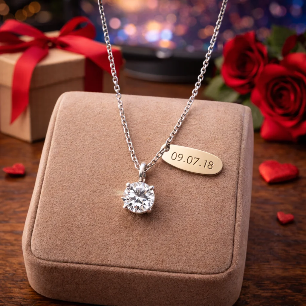 50+ Creative Valentine’s Gift Ideas for Boyfriends, Girlfriends, Wives, Husbands, and More Engraved-Diamond-Necklace-Sparkle-with-Love.webp