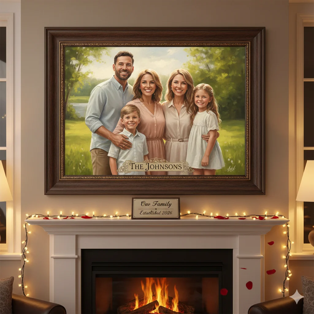 50+ Creative Valentine’s Gift Ideas for Boyfriends, Girlfriends, Wives, Husbands, and More Personalized-Family-Portrait-Cherish-Your-Family-2.webp