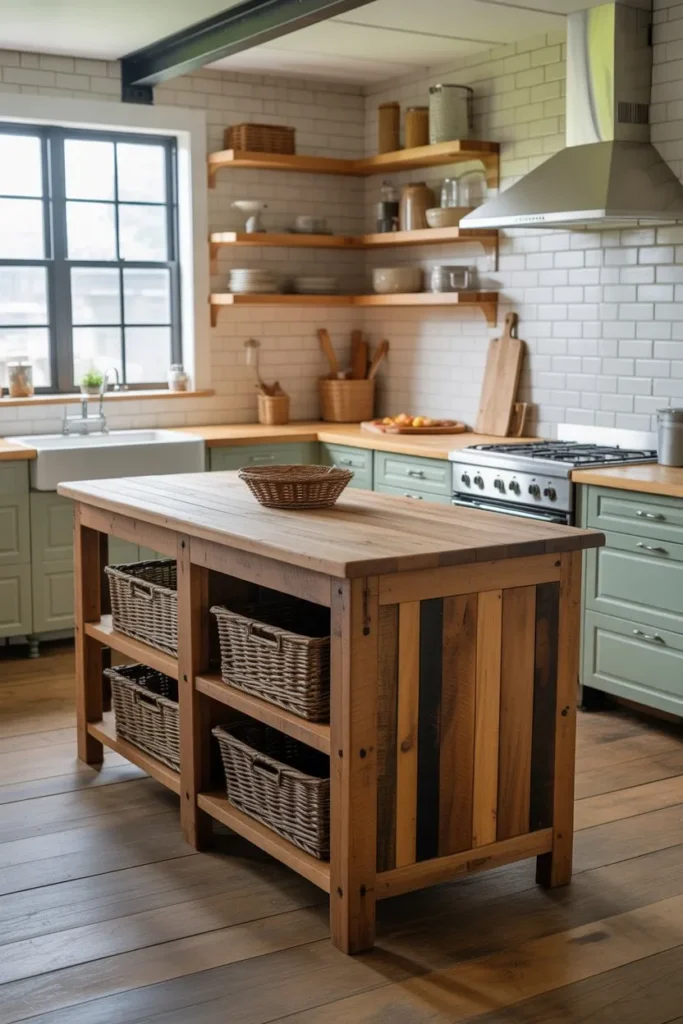A Standalone Kitchen Island with Rustic Appeal