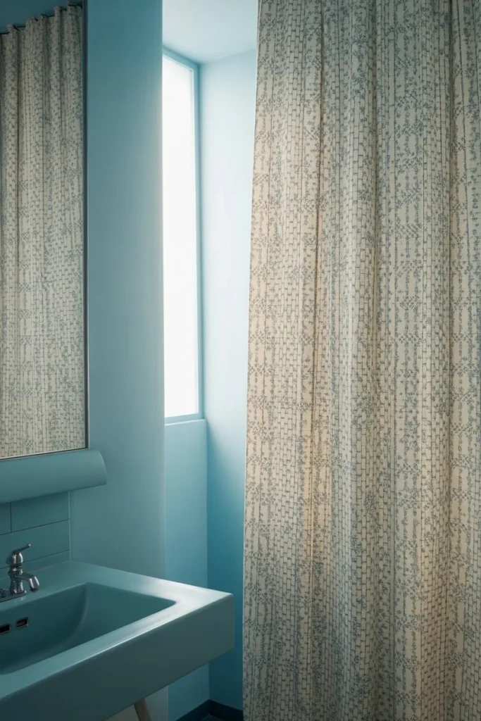 Blue Wallpaper Bathroom Accent