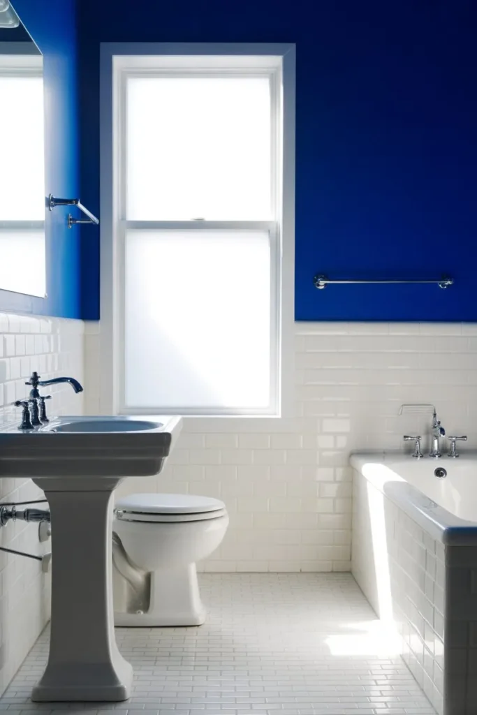 Blue and White Bathroom Contrast