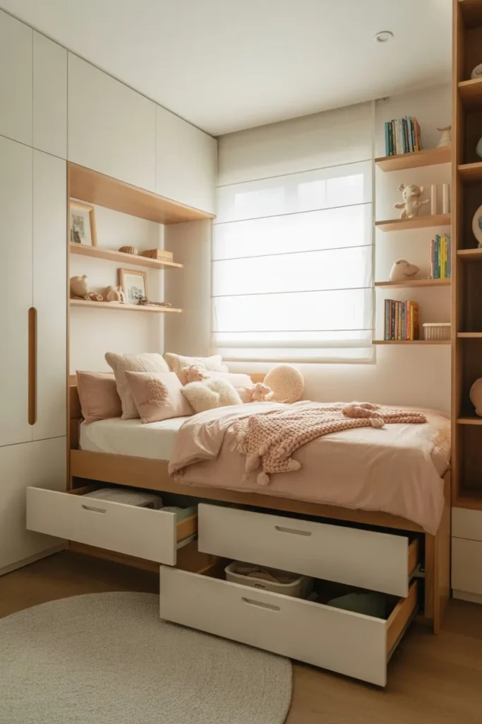 Built-In Bed with Storage Underneath