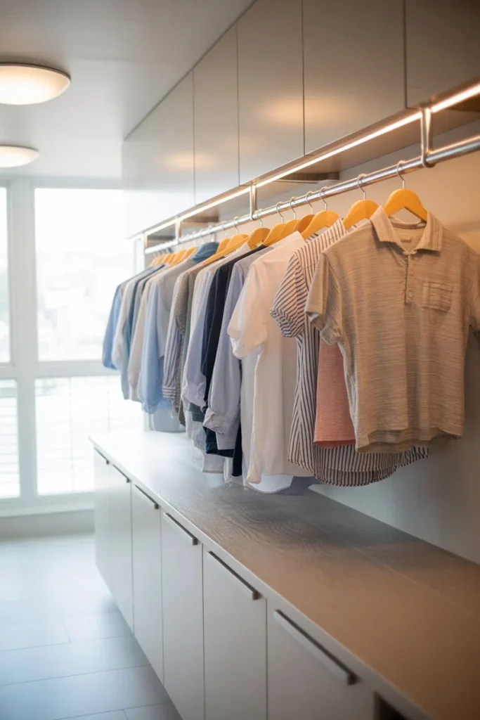 Built-In Hanging Rod for Drying Clothes
