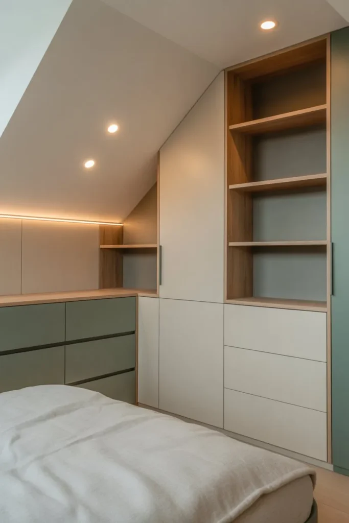 Built-In Storage Along Sloped Walls