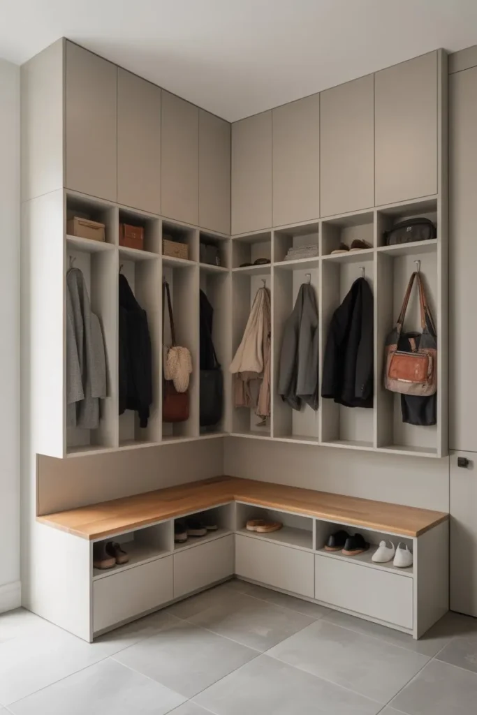 Corner Mudroom Setup