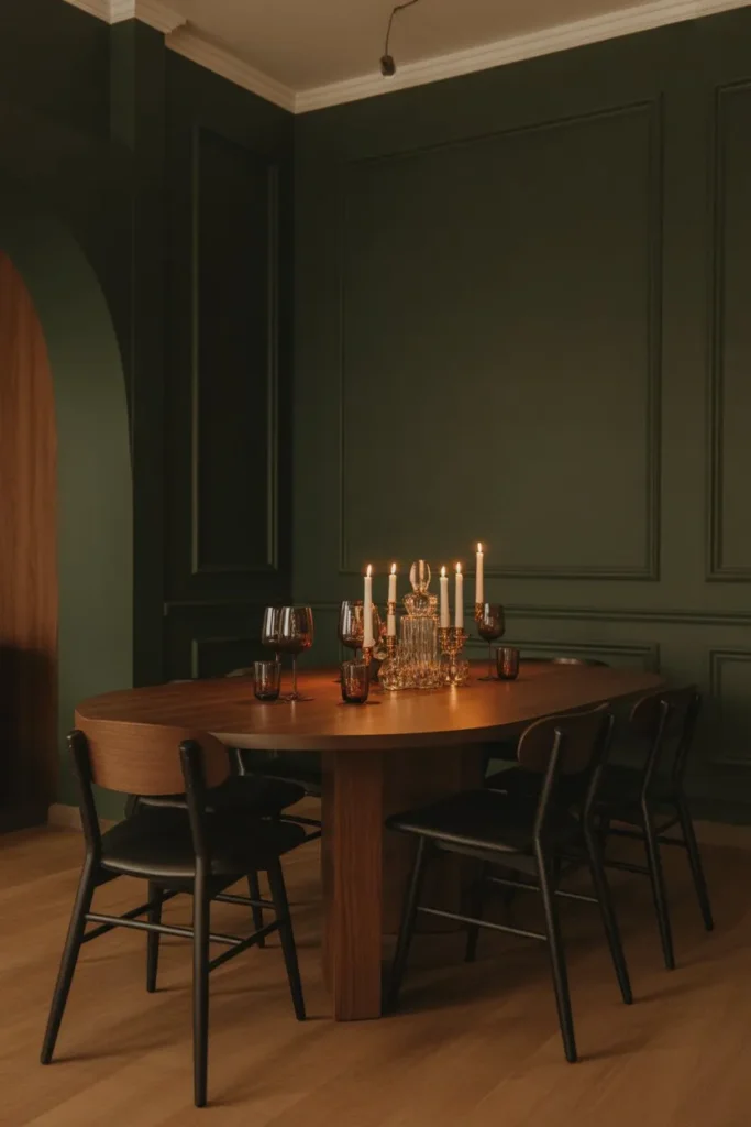 Deep Charcoal Walls with Warm Candlelight