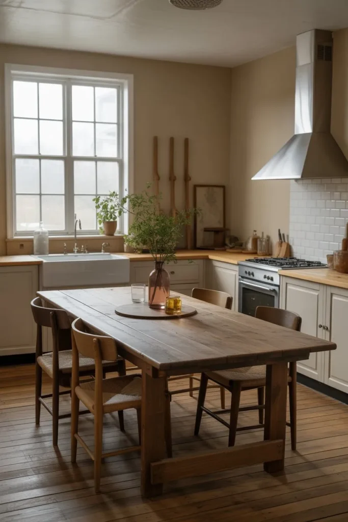 Farmhouse Table as the Heart of the Kitchen