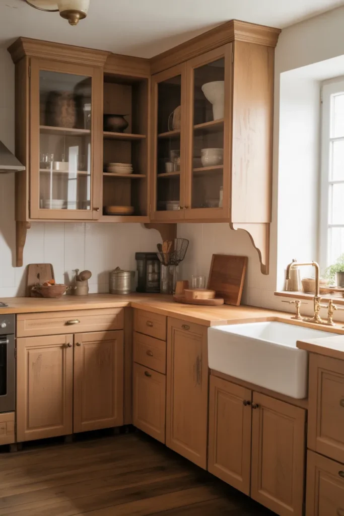 Freestanding Wooden Cabinets with Vintage Charm