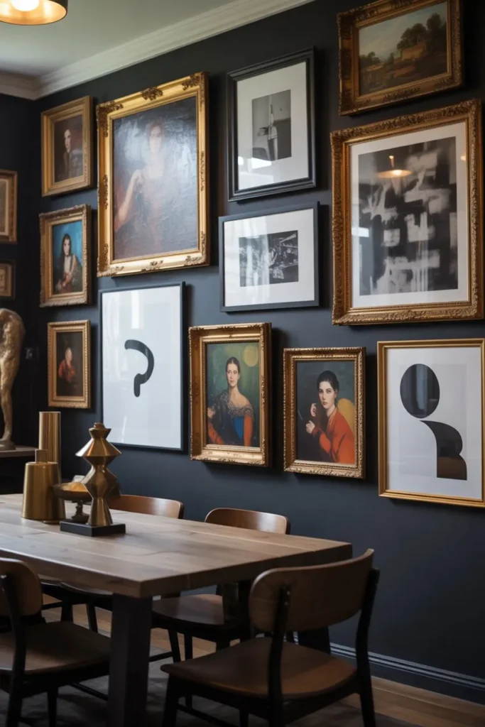 Gallery Wall with Vintage and Modern Art