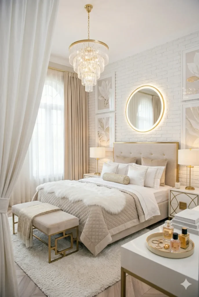 Gold Accent Glam Bedroom