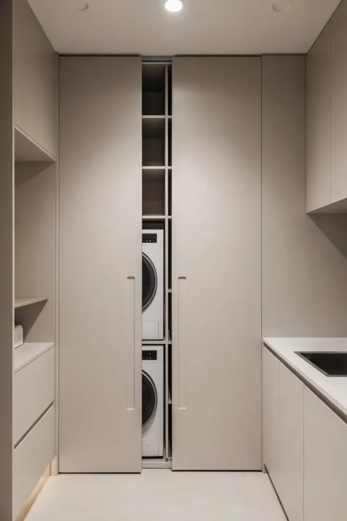 Hidden Laundry Room with Sliding Doors