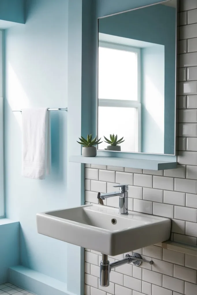 Light Blue Minimalist Bathroom