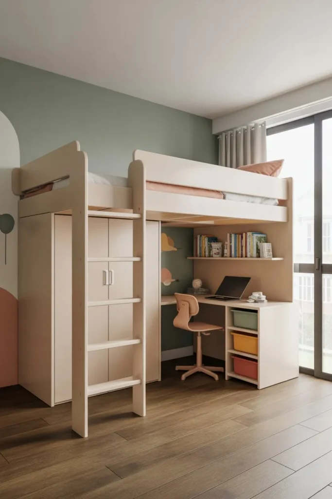 Loft Bed with Study Area Below