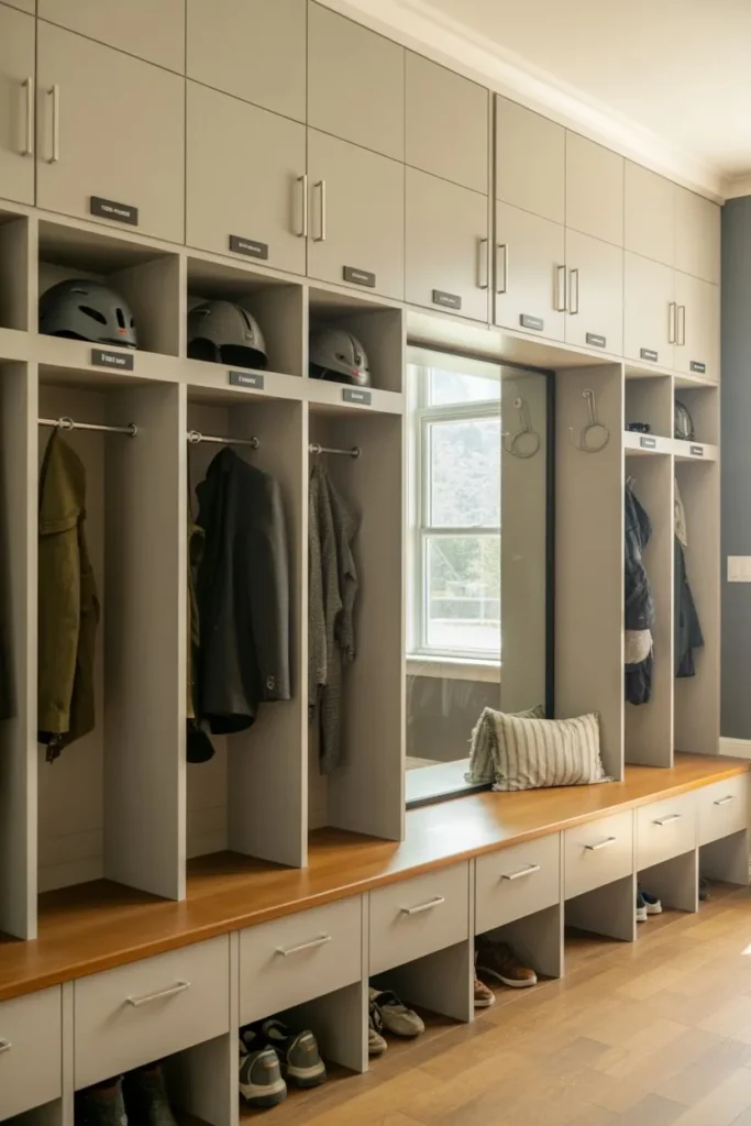 Mudroom with Built-In Lockers