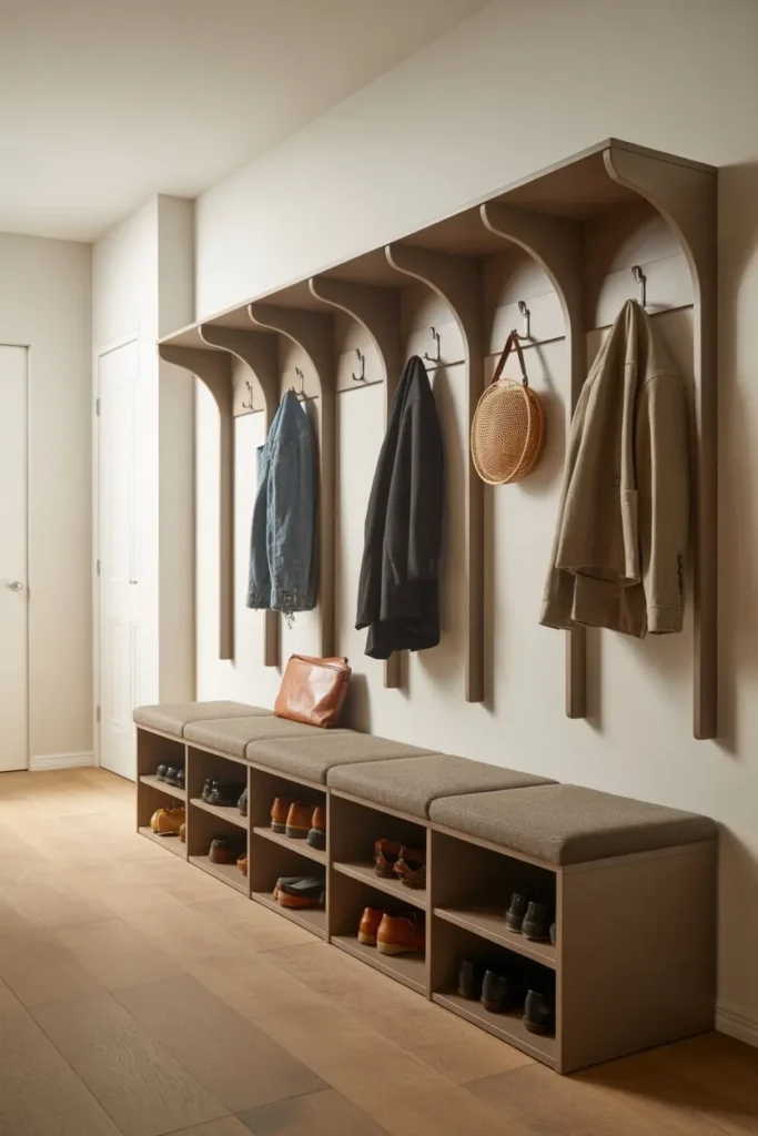 Mudroom with Multi-Functional Storage Units