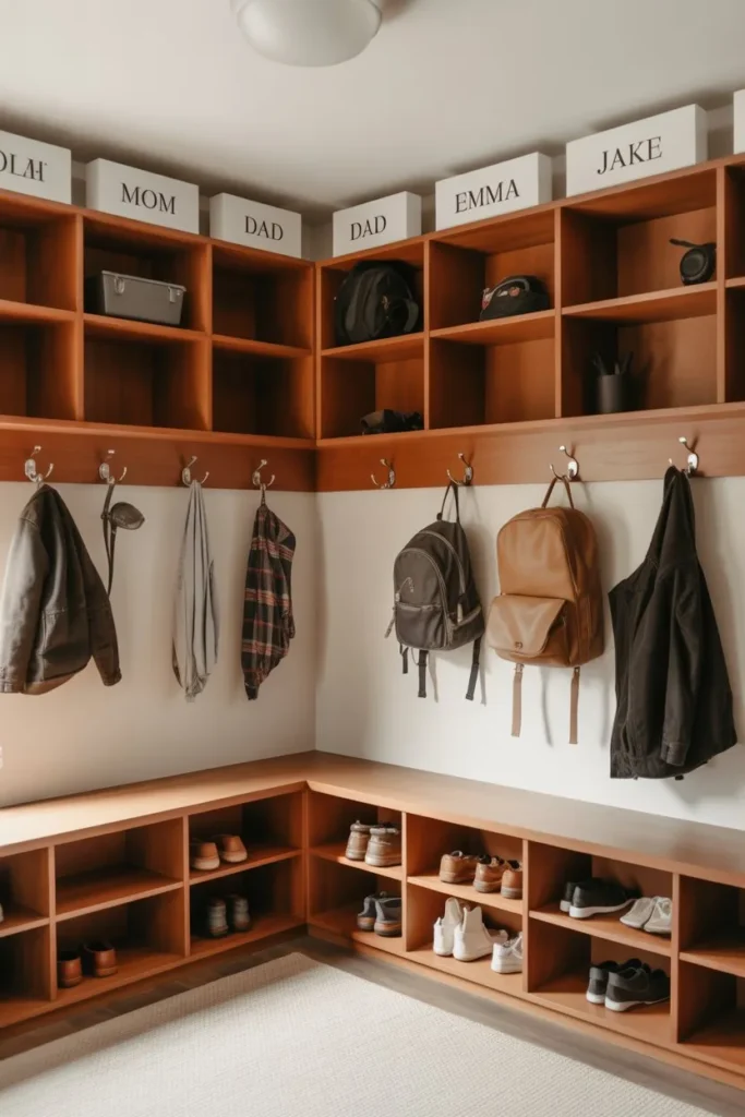 Mudroom with Zoned Storage Sections