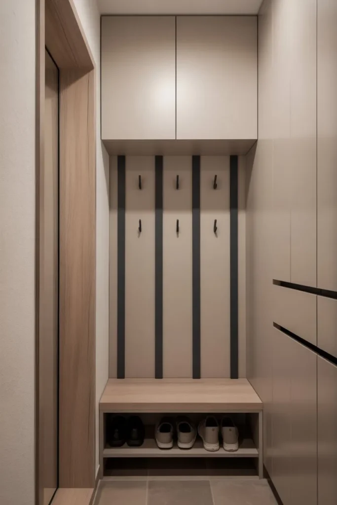 Narrow Mudroom Layout for Small Spaces