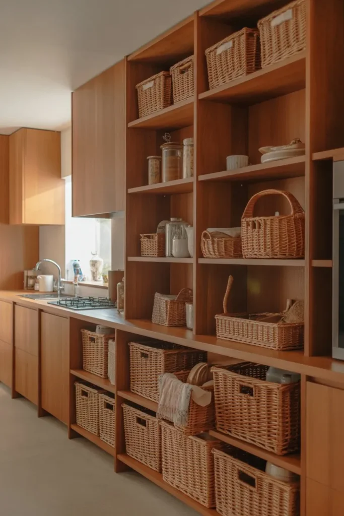 Open Storage with Wicker Baskets