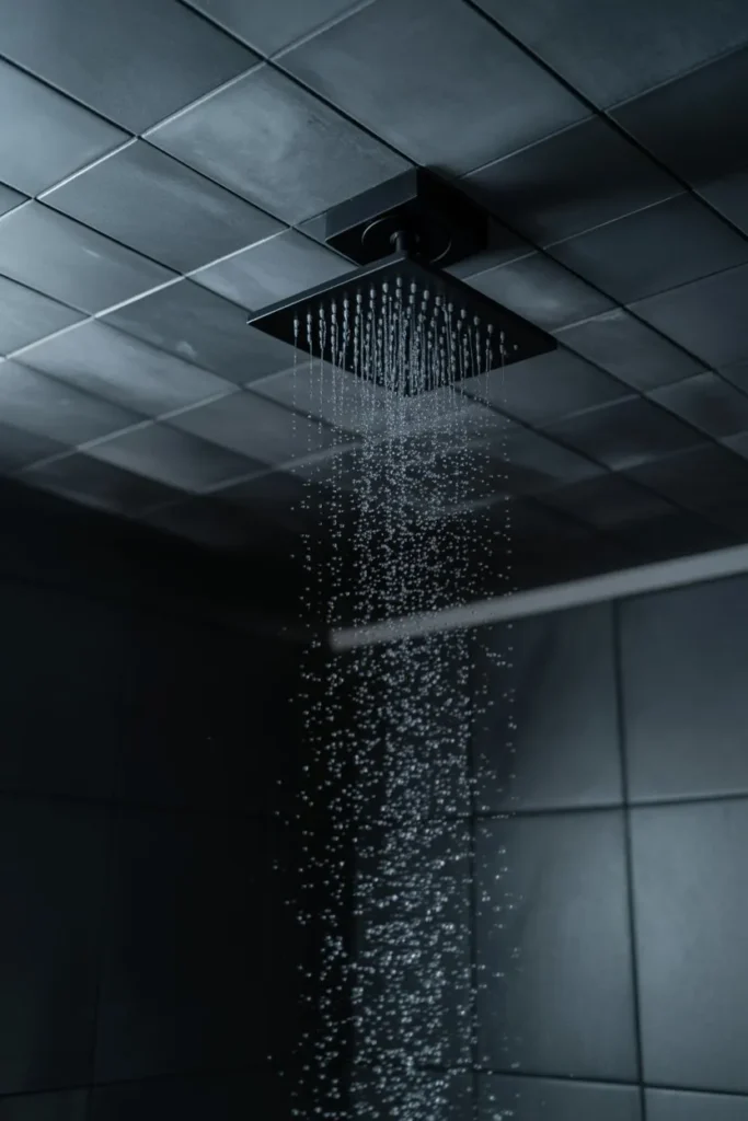 21 Modern Luxury Bathroom Ideas for a Spa-Like Feel Oversized Matt Black Rainfall Showerhead
