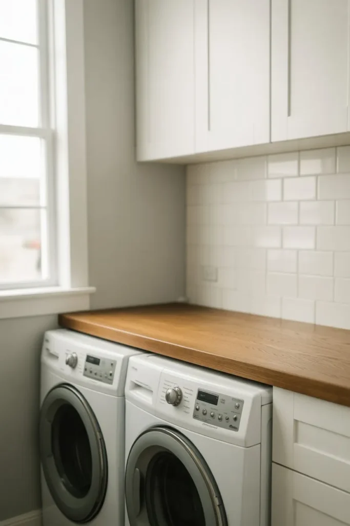 Side-by-Side Washer Dryer with Countertop Workspace