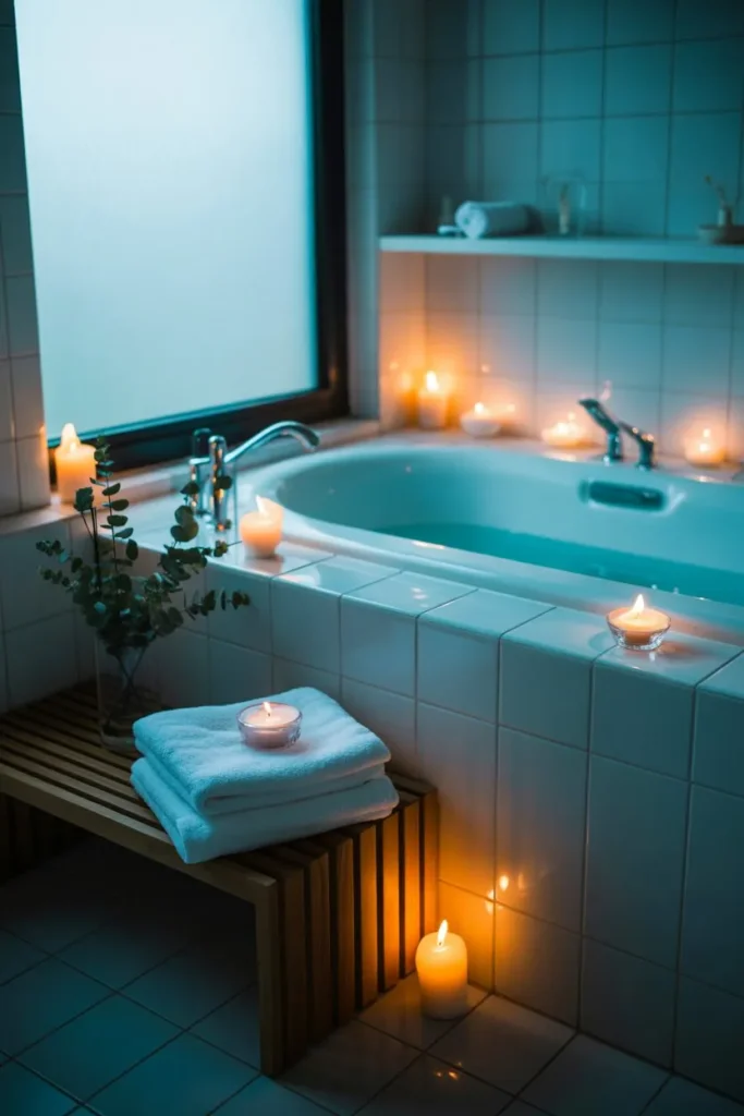 Spa-Inspired Blue Bathroom Retreat