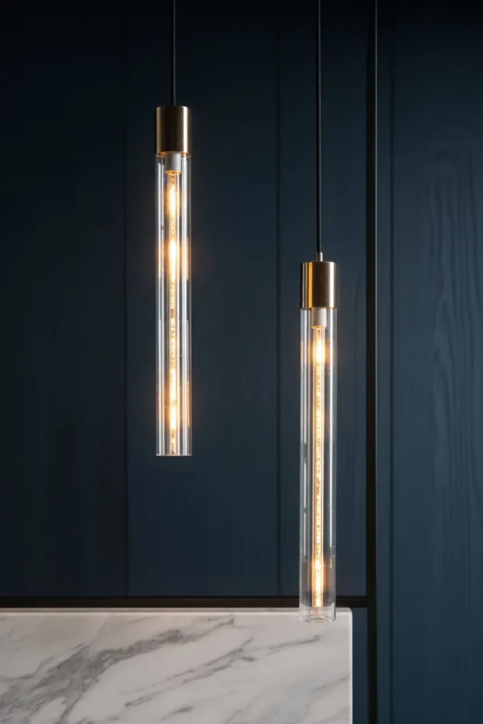 21 Modern Luxury Bathroom Ideas for a Spa-Like Feel Suspended Pendant Lighting Over the Vanity