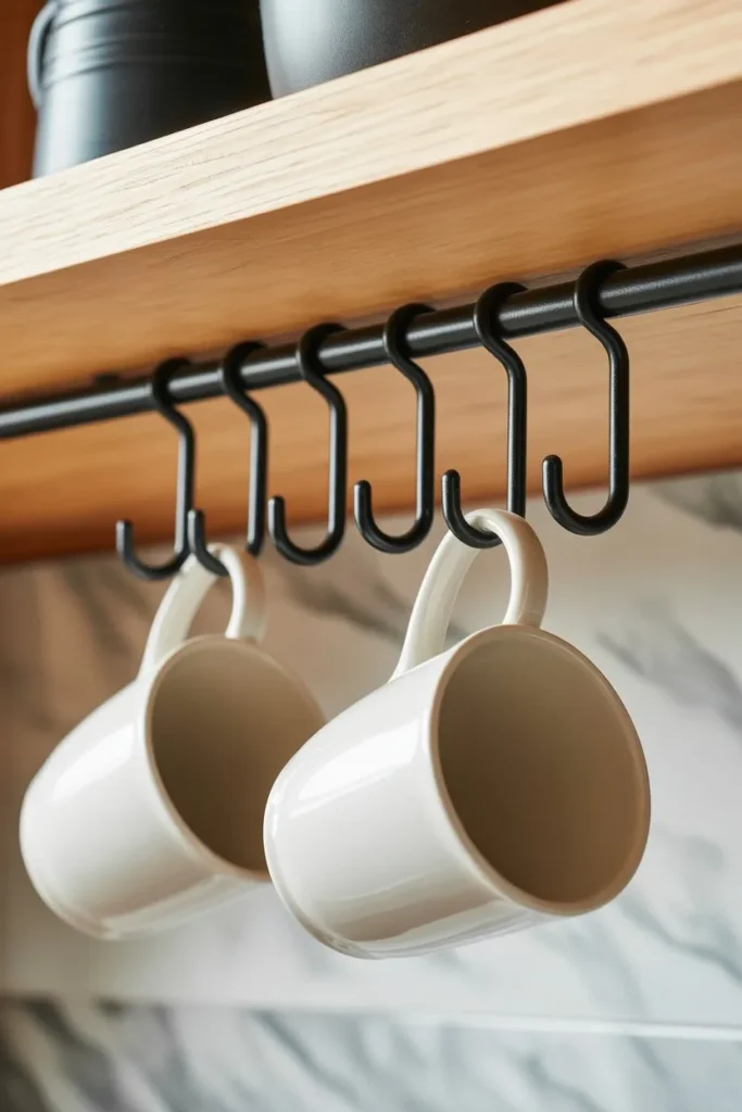 Utilize the Under-Shelf Space with Hooks