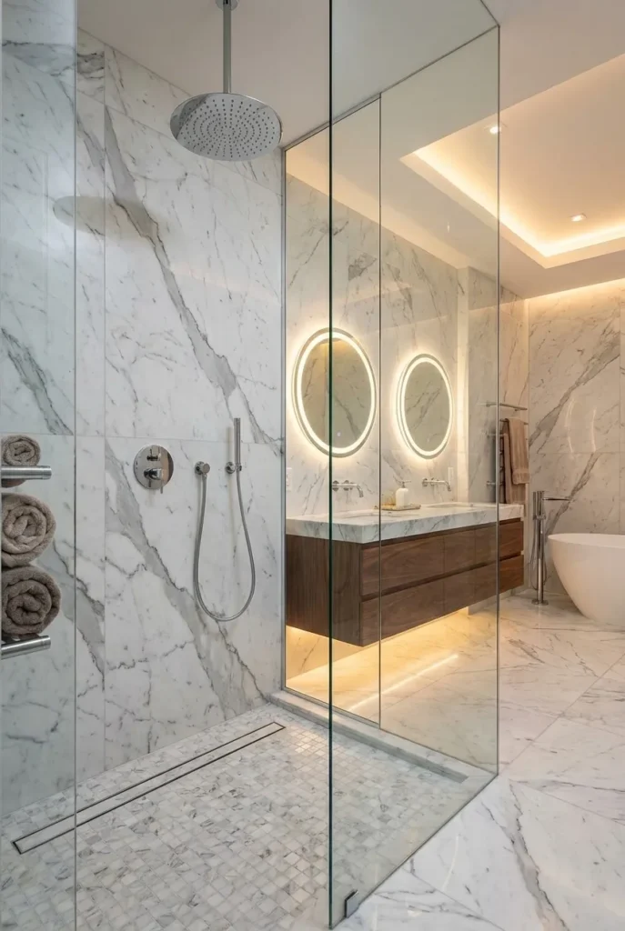 Walk-In Glass Shower with Open Feel